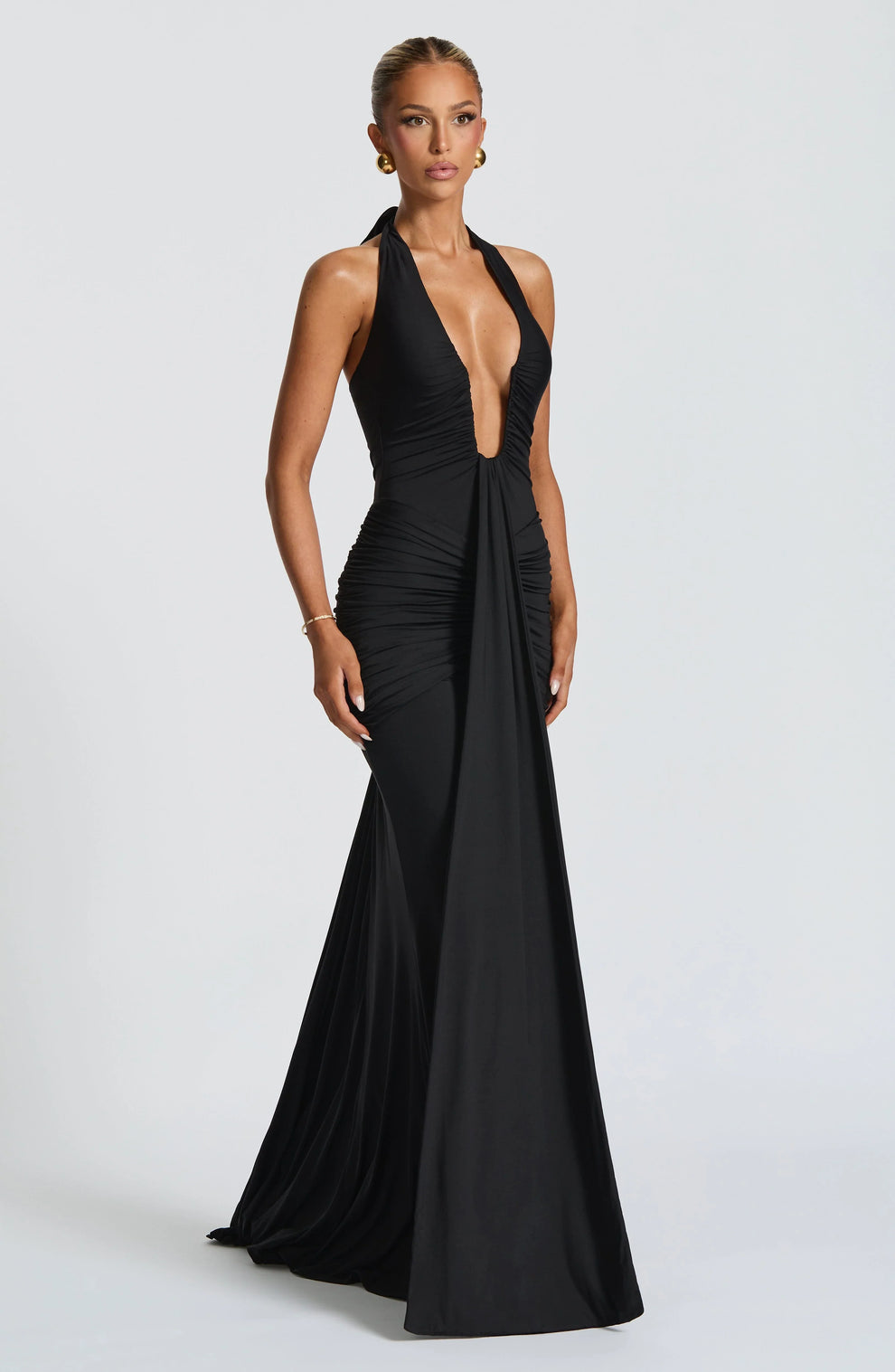 LYOR Draped Jersey Maxi Dress