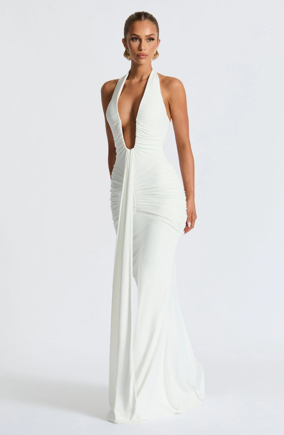 LYOR Draped Jersey Maxi Dress